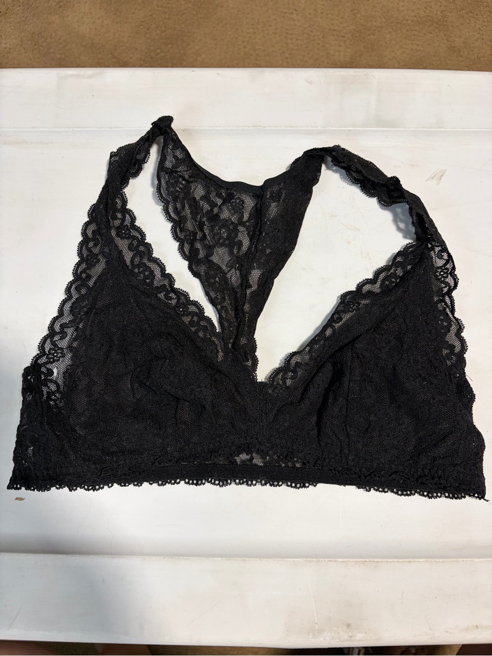 Victoria's Secret Black Lace Racerback Bralette, Size Large